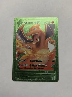 CHARIZARD V Green Foil Fan Art Display Card, HP 220 M/NM - Image 1