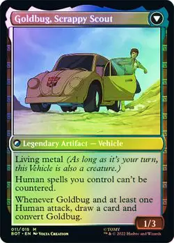 MTG FOIL Goldbug, Humanity's Ally // Goldbug, Scrappy Scout - Transformers #011 - Image 2