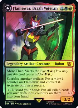 MTG FOIL Flamewar, Brash Veteran // Flamewar, Streetwise Operative - Image 1