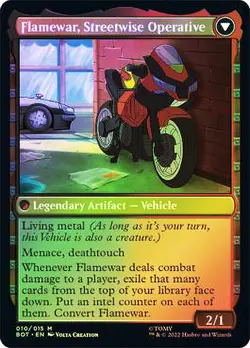 MTG FOIL Flamewar, Brash Veteran // Flamewar, Streetwise Operative - Image 2