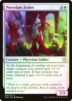 MTG FOIL Porcelain Zealot - Phyrexia: All Will Be One #030 - Image 1