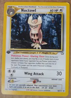 Noctowl 42/111 Uncommn Non-Holo 1st Edition Neo Genesis Set Pokemon Card LP - Image 1