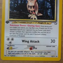 Noctowl 42/111 Uncommn Non-Holo 1st Edition Neo Genesis Set Pokemon Card LP - Image 3