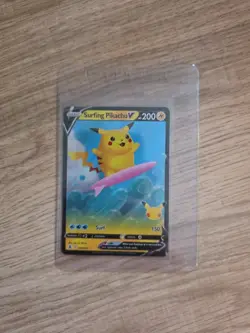Pokemon Surfing Pikachu v Celebrations Card 008/025 Pack Fresh - Image 2