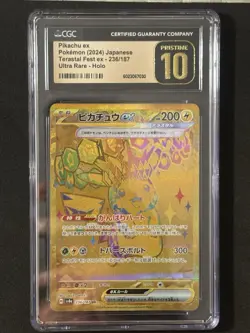 2024 Pokemon Pikachu EX Holo Card 236/187 Sv8a: Terastal Fest EX PRISTINE CGC 10 - Image 1