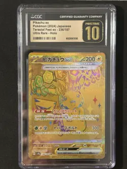2024 Pokemon Pikachu EX Holo Card 236/187 Sv8a: Terastal Fest EX PRISTINE CGC 10 - Image 2