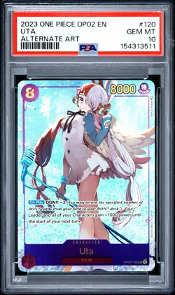 2023 ONE PIECE OP02-PARAMOUNT WAR ALTERNATE ART #120 UTA PSA 10 - Image 1