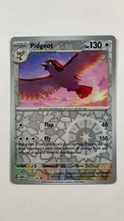 Pidgeot Reverse Holofoil Pokemon TCG Pokemon Scarlet & Violet 151 #18/165 - Image 1
