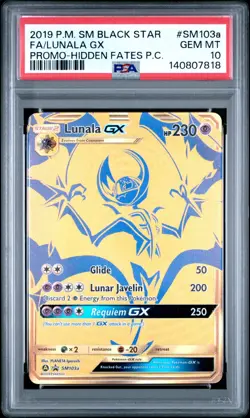 2019 Lunala GX PSA 10 Promo Black Star Full Art Pokemon Hidden Fates P.C. SM103a - Image 4