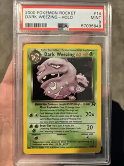 Pokemon Dark Weezing Team Rocket 14/82 Holo Rare PSA 9 Graded 2000 - Image 1