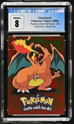 Charizard E6 Silver Foil Topps 1999 First Print - Blue Label CGC 8 - Image 1