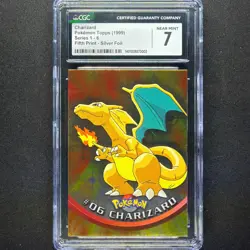 topps Pokemon TV Animation Series 1 Holo Foil #06 Charizard Fifth Print CGC 7 - Image 1