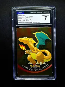 topps Pokemon TV Animation Series 1 Holo Foil #06 Charizard Fifth Print CGC 7 - Image 2