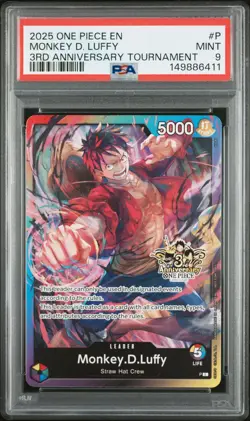 2025 ONE PIECE PROMOS 3RD ANNIVERSARY TOURNAMENT #P MONKEY D. LUFFY PSA 9 - Image 1