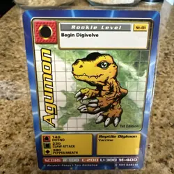 Agumon ST-01 Vintage Series 1 Starter Bandai Digimon Card - Image 1