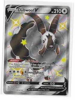 Dubwool V SV120/SV122 Shining Fates Sword Shield Shiny Rare Pokemon TCG Card NM - Image 1