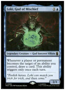 Loki, God of Mischief 65 Rare Marvel Super Heroes Magic: The Gathering Near Mint - Image 1