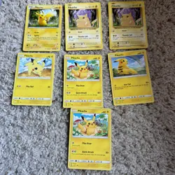 Pokemon Pikachu Lot of 7 Good Condition and Great Deal Base Set - Image 1