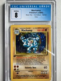 Pokemon English Machamp 8/102 1999 Base Set - 1st Edition Rare Holo (CGC 8) - Image 1