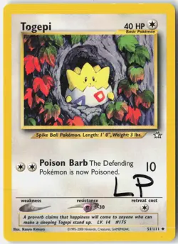 Togepi 51/111 Uncommon Neo Genesis Pokemon Unlimited Lightly Played - Image 1