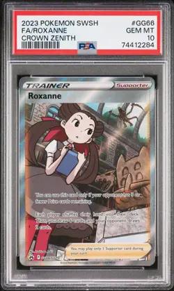 2023 POKEMON SWORD & SHIELD CROWN ZENITH #GG66 FULL ART/ROXANNE PSA 10 - Image 1
