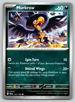MURKROW 131/193 C PALDEA EVOLVED POKEMON LP TEEZIRO - Image 1