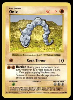 Onix 56/102 Common Base Set Shadowless Pokemon NM/M - Image 1