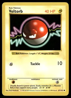 Voltorb 67/102 Common Base Set Shadowless Pokemon NM/M - Image 1