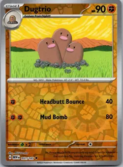 Dugtrio 051/165 UC 151 Pokemon Reverse Holo Near Mint - Image 1