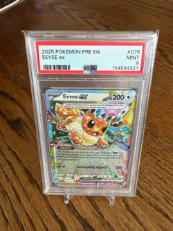 2025 Pokemon Prismatic Evolutions Eevee ex #075 PSA 9 MINT - Image 1