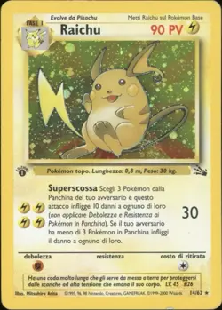 2000 Pokemon ITALIAN 1st Edition Fossil Raichu Holo 14/62 GOOD - Image 1