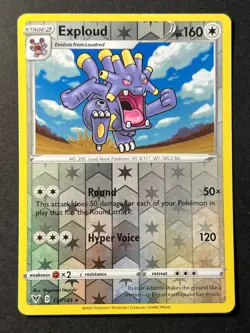 Exploud 137/185 Reverse Holo Vivid Voltage Pokemon Card - Near Mint - Image 1