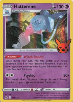 Hatterene 073/198 Holo Rare Chilling Reign Pokemon Holo NM - Image 1