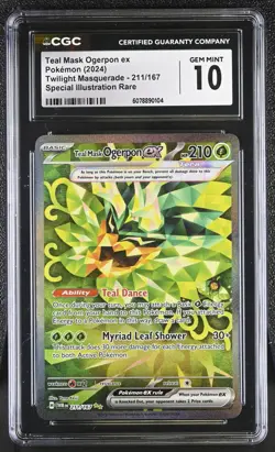 Pokemon GRADED Teal Mask Ogerpon ex 211/167 TWM SIR 10 CGC ENGLISH - Image 1