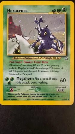 *Pokemon TCG - Heracross Holo Rare 6/111-Excellent Condition-Neo Genesis - Image 1