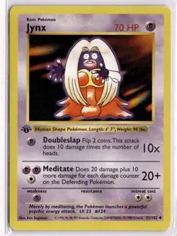 Jynx 31/102 Uncommon Base Set Shadowless Pokemon 1st Edition Moderately Played - Image 1