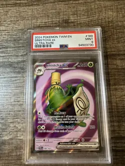 2024 POKEMON TWM EN-TWILIGHT MASQUERADE ULTRA RARE #189 SINISTCHA EX PSA 9 - Image 1