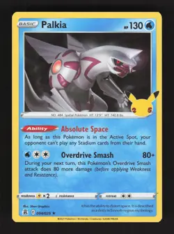 2021 Pokemon Card Palkia Holo Rare #004/025 Celebrations - Image 1