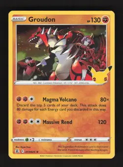 2021 Pokemon Card Groudon Holo Rare #017/025 Celebrations - Image 1