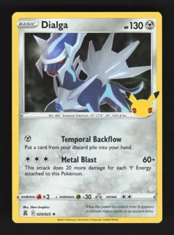 2021 Pokemon Card Dialga Holo Rare #020/025 Celebrations - Image 1