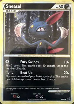 Sneasel 68/90 Common HGSS Undaunted Pokemon Lightly Played - Image 1