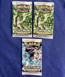 3x Pokemon Platinum Arceus EMPTY pack WRAPPERS ONLY - Opened Cleanly 820650105104 - Image 1