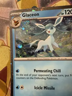 Pokemon - Prismatic Evolutions Cosmos Holo Glaceon 025/131 NM SWIRL ! - Image 2