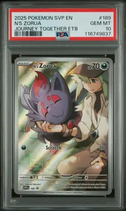 2025 Pokemon SVP EN-SV Black Star Promo N'S Zorua Pokemon Promos #189 PSA 10 - Image 1