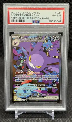PSA 8 Team Rocket's Crobat ex 234/182 Sv10: Destined Rivals SIR Holo EN 2025 - Image 1