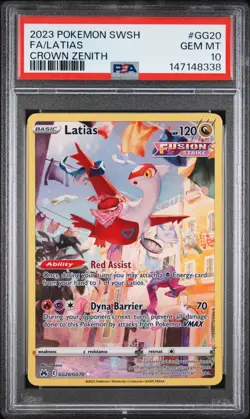 2023 POKEMON SWORD & SHIELD CROWN ZENITH #GG20 FULL ART/LATIAS PSA 10 - Image 1