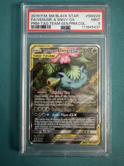Pokemon TCG SM Black Star Promos Venusaur & Snivy GX SM229 PSA 9 EN 2019 - Image 1