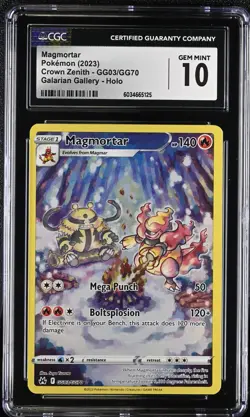 CGC 10 Magmortar GG03/GG70 Pokemon Crown Zenith: Galarian Gallery Holo - Image 1