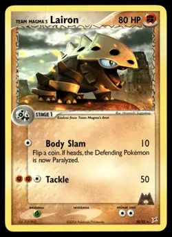 EX-NM Team Magma vs Team Aqua - Team Magma's Lairon Rare 20/95 2004 Pokemon TCG - Image 1