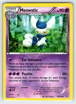 Meowstic 43/106 2014 XY Flashfire Set Pokemon Card Cracked Ice Holo Promo - Vlp - Image 1